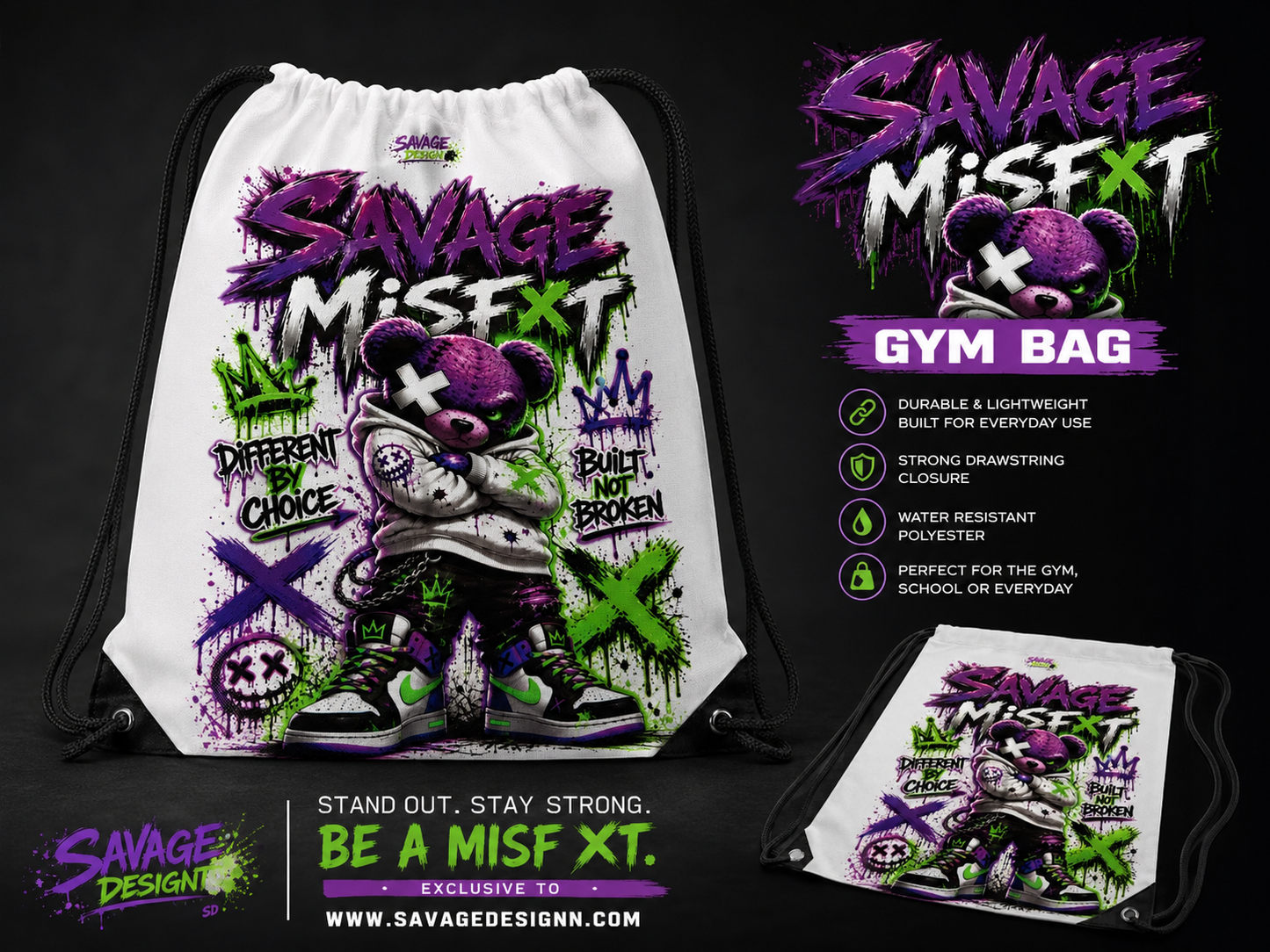 Bruin bear savage misfits gym bag