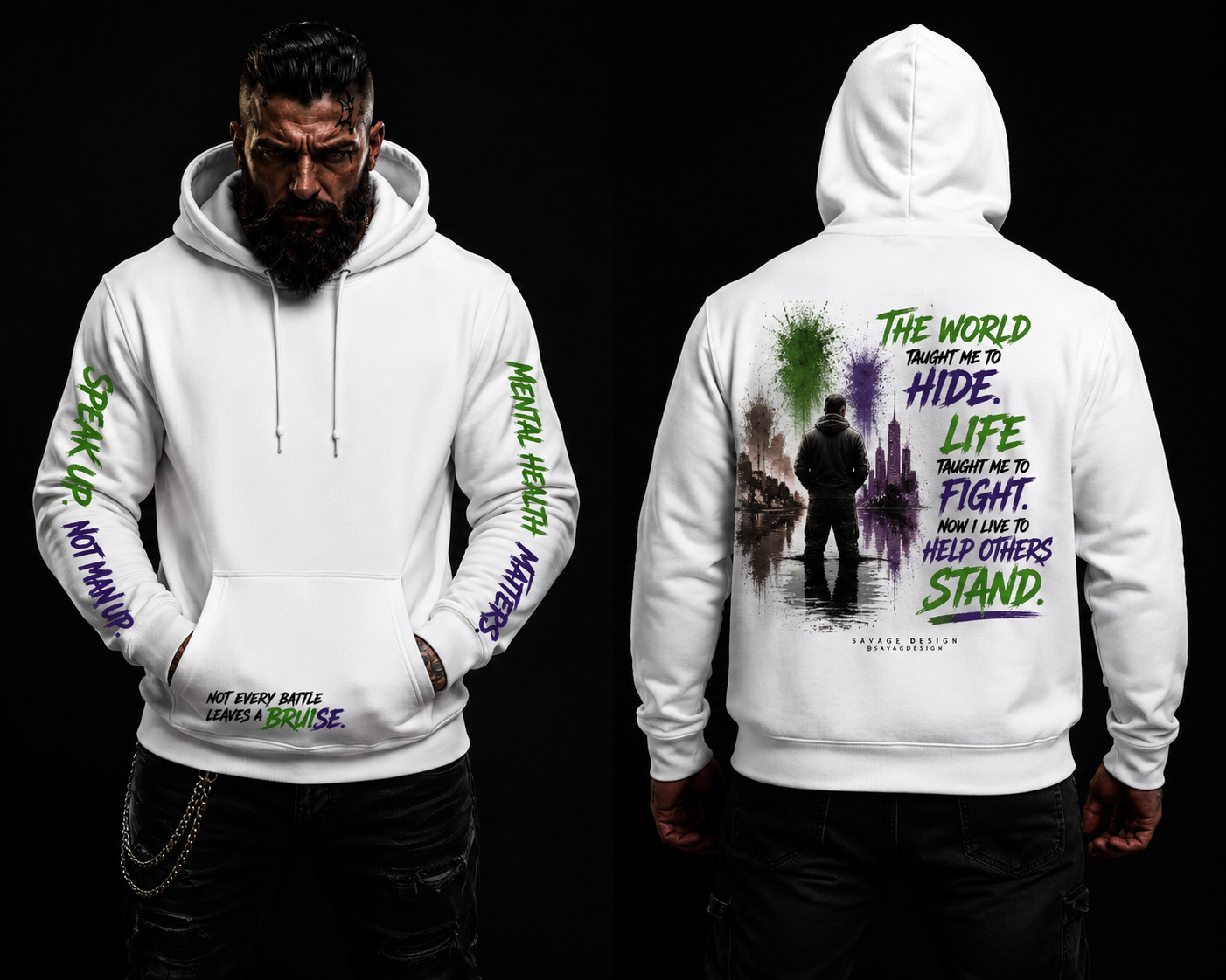 LIMITED EDITION. MENTAL HEALTH HOODIE 💜💚👀